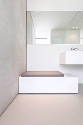 Liquidfloors Mellow pu gietvloer badkamer privéwoning Harelbeke