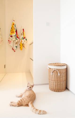 Badkamer gietvloer wit poes speels