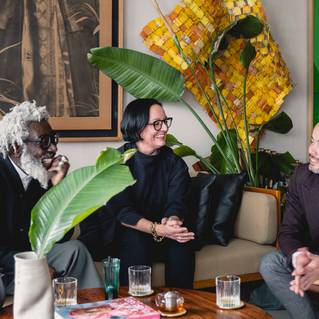 Designer T-Michael discusses design with architect Nina Michelsens and Liquidfloors CEO Miguel Garcia