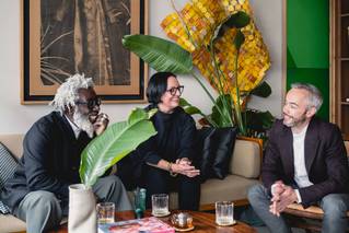 Designer T-Michael discusses design with architect Nina Michelsens and Liquidfloors CEO Miguel Garcia