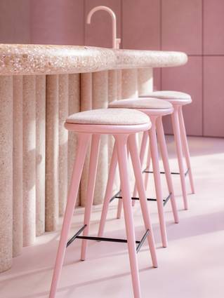 Roze gietvloer in Pink Restaurant van Hub Antwerpen
