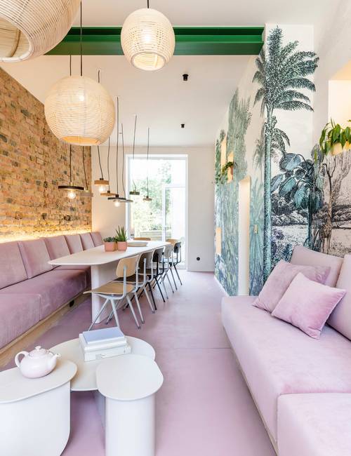 Dining area Villa Louis Ostend Socrete cast floor