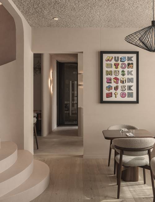 Interior restaurant Rebelle with Carran cast floor stairs