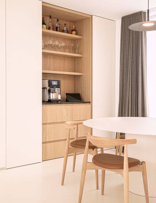 Dining room penthouse with mellow cast floor