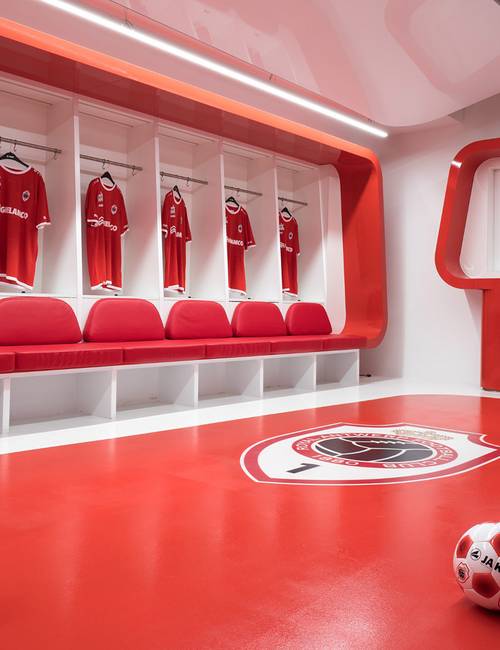 sols coulés ghelamco fc antwerp foot vestiaire