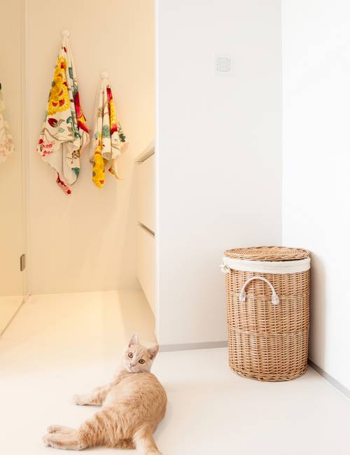 Badkamer gietvloer wit poes speels