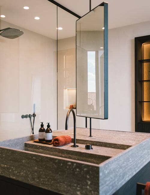badkamer slots socrete donker wastafel