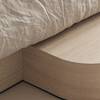 closeup Socrete cast floor with bed
